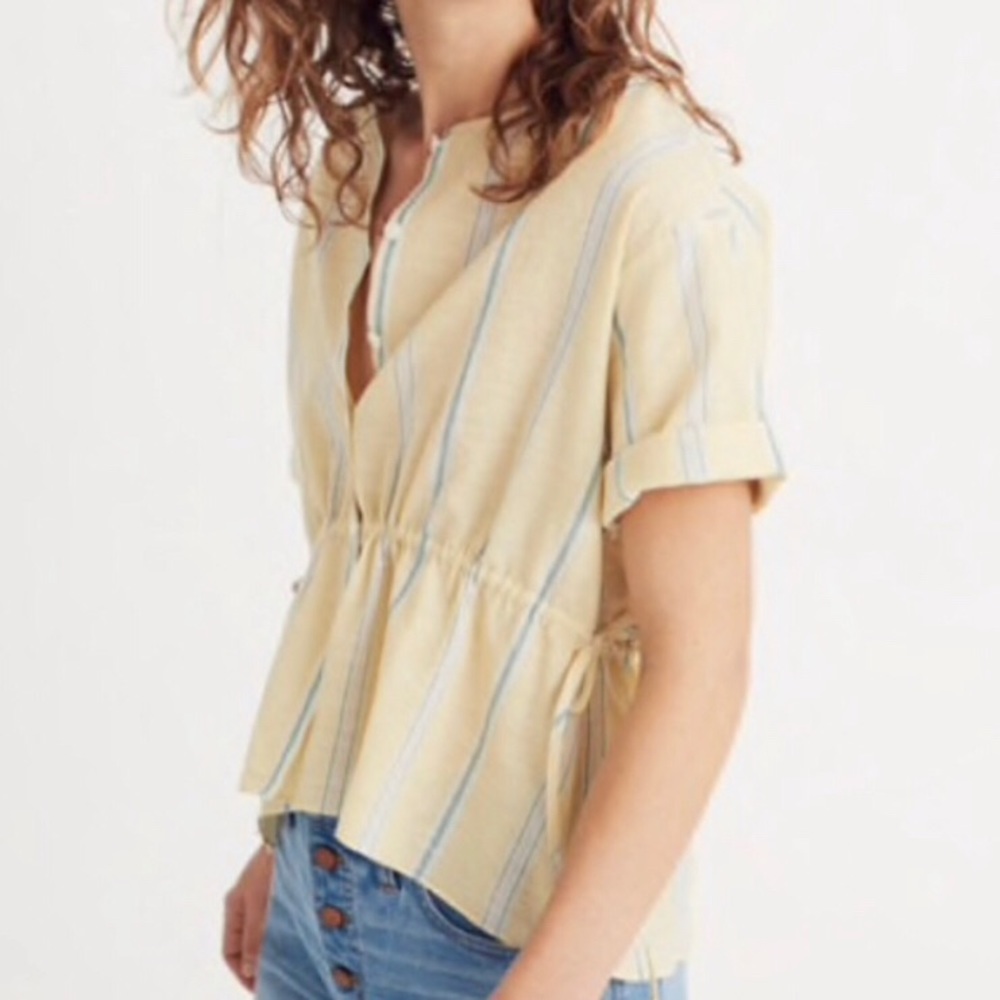 Madewell yellow striped top, size M